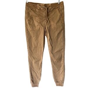 American Eagle Jogger Pants Women's 8 Tan Stretch Elastic Waist Drawstring